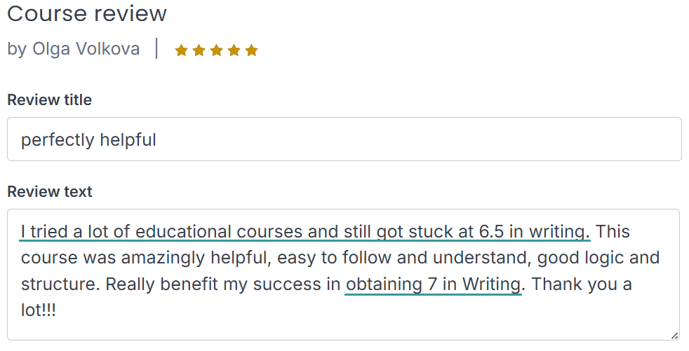 Course review by Olga
