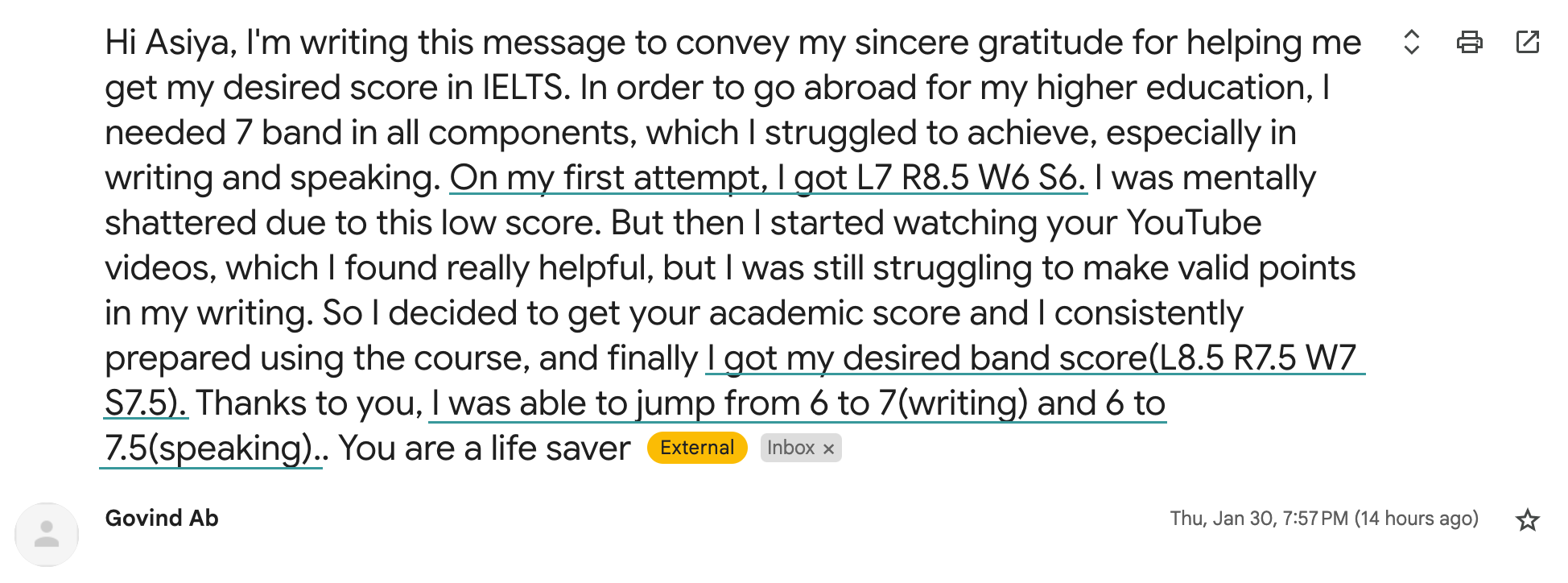Govind Band 7 Writing 7.5 Speaking